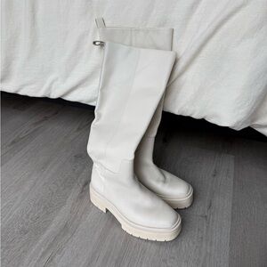 Sam Edelman knee high off white leather boots